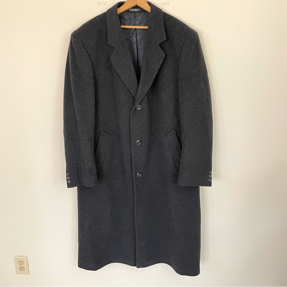 Vintage silver cloud cashmere wool blend trench coat jacket gray men’s large 46